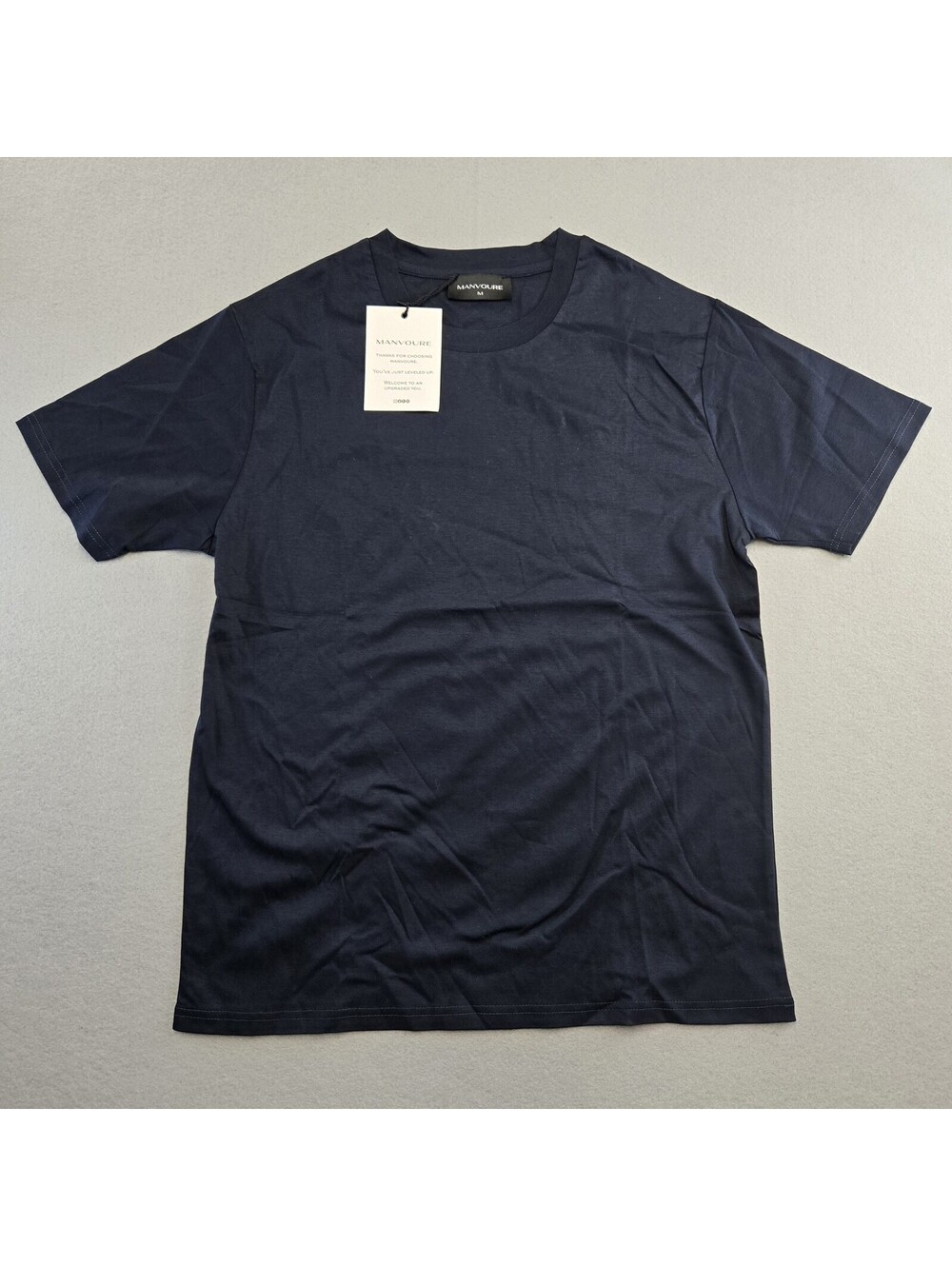 Manvoure Mercerized Cotton T-Shirt Mens M Navy Blue Crew Neck Short Sleeve NWT